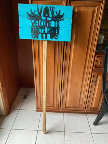 Customer photo review of Find Me In The Garden Custom Sign - 2 Styles - Personalized Gardening Decor Outdoor Signs