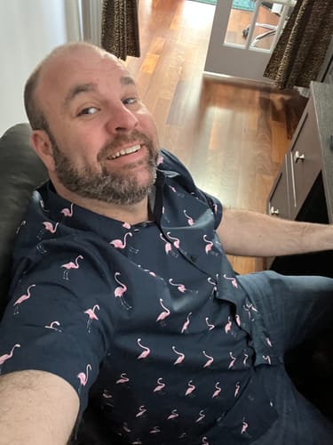 Customer photo review of Men's Tropical Flamingo Animal Button Up Casual Hawaiian Holiday Short Sleeve Shirt