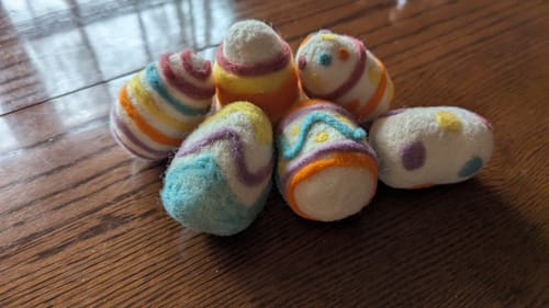 Customer photo review of Easter Eggs Needle Felting Kit