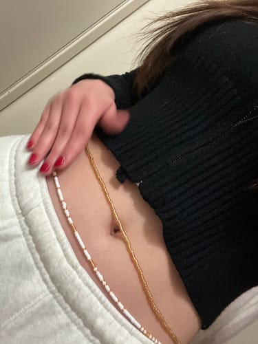 Customer photo review of Mykonos White and Gold Waist Beads