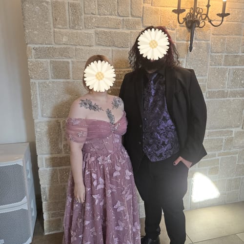 Customer photo review of Corset Off the Shoulder Beaded Butterfly Long Dress