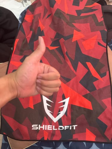 Customer photo review of Antibacterial Gym Towel: Inferno Black