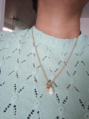 Customer photo review of Dainty Beaded Pearl Chain