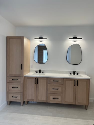 Customer photo review of Bridgeport 72" White Oak Bathroom Vanity, Double Sink