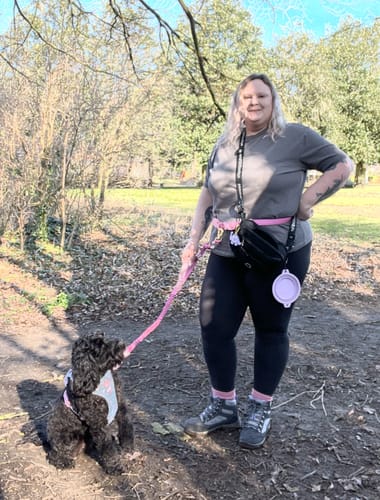 Customer photo review of Handsfree Lead - Walkies Ready® Raspberry Pink