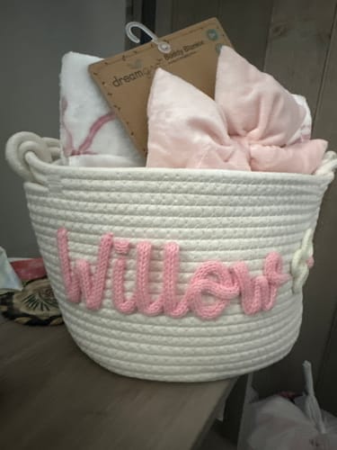 Lisa B. review of Baby Knits™ Personalized Knitted Basket image 1 out of 1