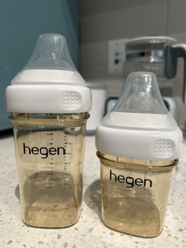 Customer photo review of Hegen PCTO™ 240ml/8oz Feeding Bottle PPSU PINK, 2-Pack with 2 x Medium Flow Nipple (3 to 6 months)