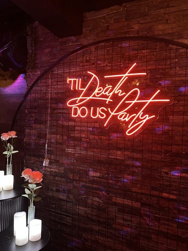 Customer photo review of 'TIL Death DO US Party Wedding Neon Sign