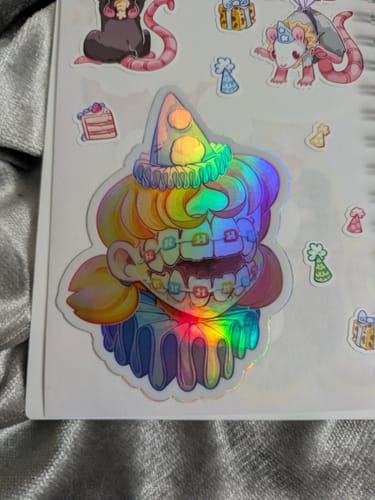 Customer photo review of Holographic Teeth Girls Pastel Clown Sticker