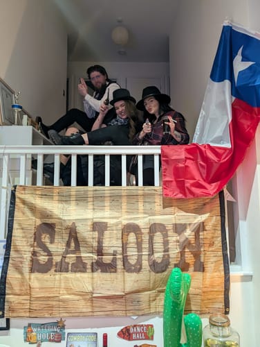 Customer photo review of Replay-able Cowboy Wild West Murder Mystery Dinner Game for Up to 20 Adults - Host Your Own Dinner Party Game Night - Cowboy & Wild West Theme - Cowboy Fancy Dress Dinner PartyV2