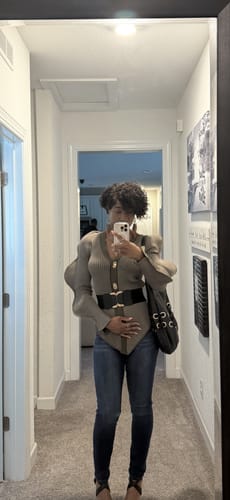 Customer photo review of Skinny V-Neck Knitted Cardigan