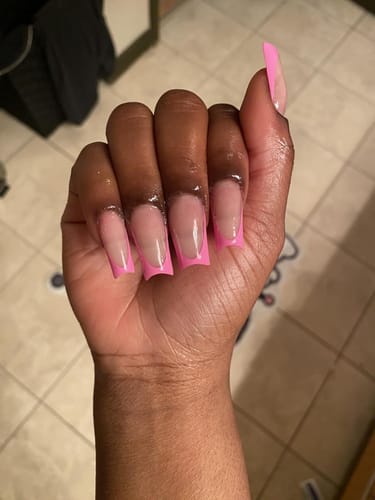 Customer photo review of XCOATTIPS® French - Long Square Pink Pastel Tips