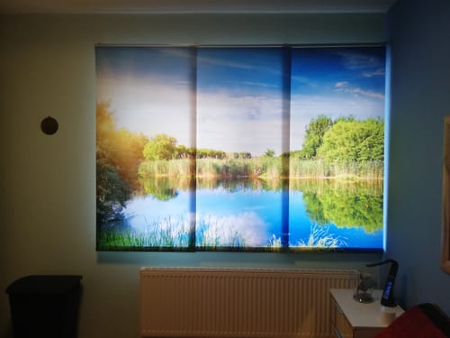 Customer photo review of Schiebegardine Motiv "Idyllischer Waldsee"