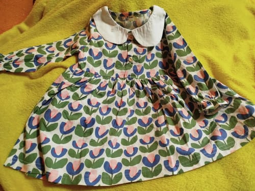 Customer photo review of Solid Collar Floral Dress