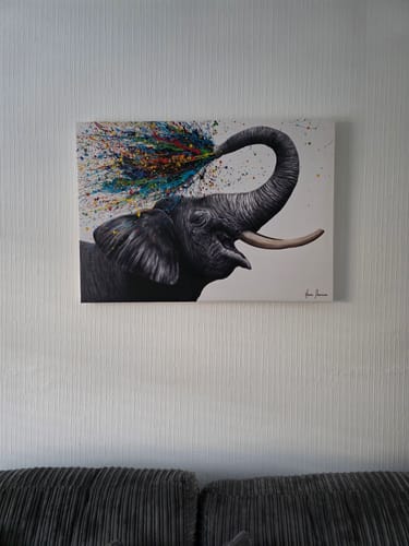 Customer photo review of Elephant Elation Canvas Print