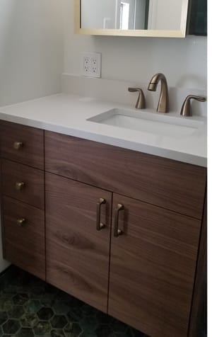 Customer photo review of Austin SLIM 36" American Black Walnut Bathroom Vanity, Right Sink