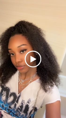 Customer video review of CurlyMe V Part Glueless No Leave Out Afro Kinky Curly Human Hair Wig Pre-plucked Beginner Friendly
