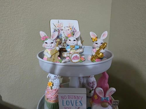 Customer photo review of Easter Bunny Band Trio Set of Three Figurines, 3.5" Rabbit Statue