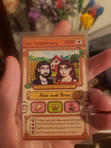 Customer photo review of Custom Farmers Metal Card – Personalized Gift for Couples