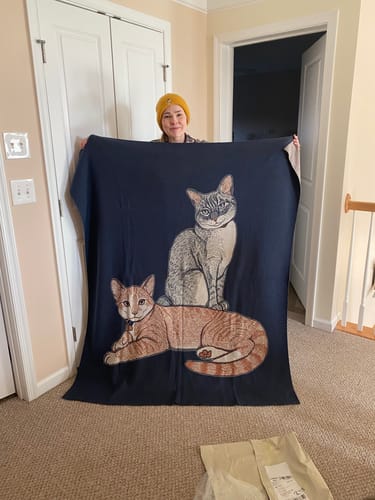 Customer photo review of Custom Cat Knitted Blanket