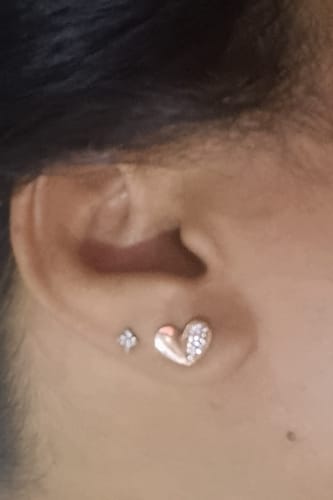 Customer photo review of Rose Gold Made for Each Other Stud Earrings