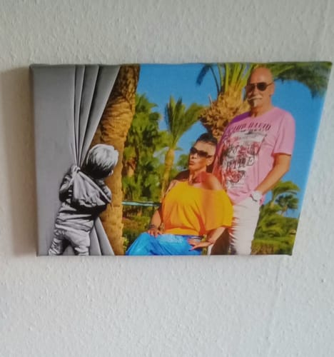 Customer photo review of Personalisierte Leinwand - Banksy Vorhang auf No. 1