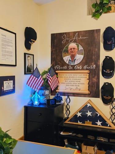 Customer photo review of Illuminated Memorial Glass Flame with Cremation Ashes