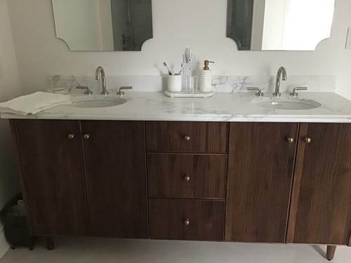 Customer photo review of Malibu 72" American Black Walnut Bathroom Vanity, Double Sink