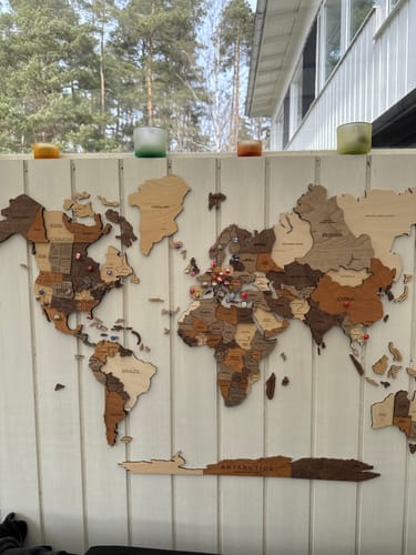Customer photo review of 3D Wooden World Map Multicolor