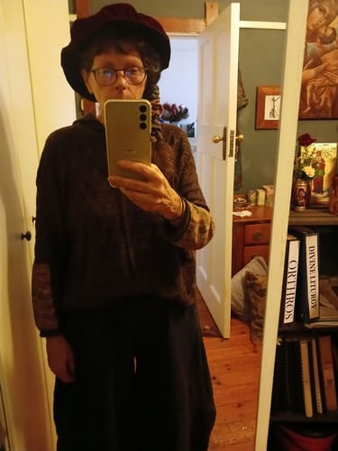 Michelle C. review of Women Vintage Patch Spliced Jacquard Hooded Sweater image 1 out of 1