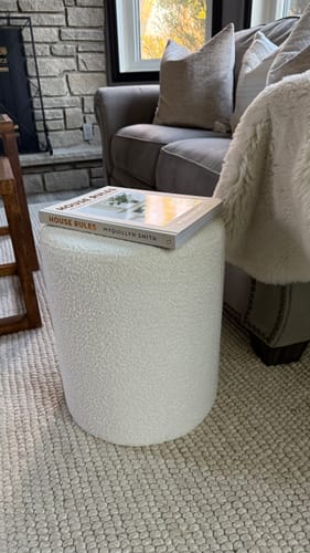 Customer photo review of Paulo Round Boucle Ottoman with Comfy Padded Seat