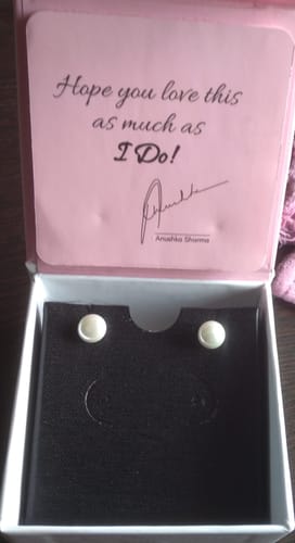 Customer photo review of Silver White Pearl Earrings