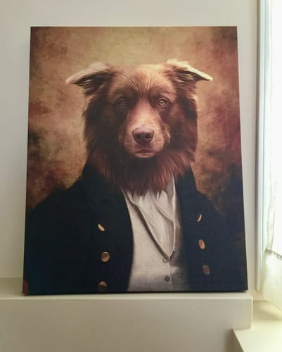 Customer photo review of The Baron – Custom Vintage Pet Canvas
