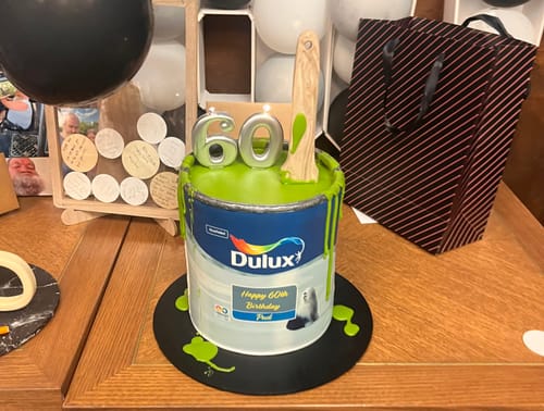 Customer photo review of Personalised Dulux Paint Tin Can Label - Edible Icing Cake Wrap