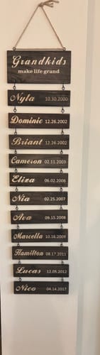Customer photo review of Custom Name Slat (Engraving) - Add On For Existing Sign
