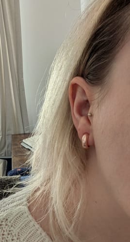 Customer photo review of Simple Huggie Clip On Earrings in Rose Gold