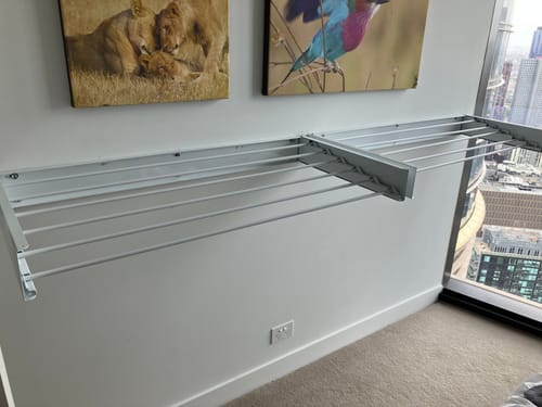 Customer photo review of Wall Mounted Drying Rack - Foldable Indoor and Outdoor Drying Rack