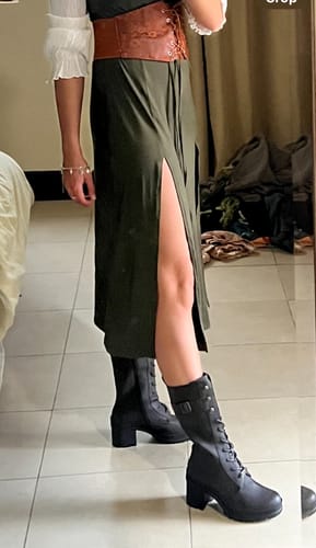 Customer photo review of Oolong Mid Calf Boots