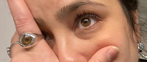 Customer photo review of Hand Painted Brown Silver Classic Eye Ring