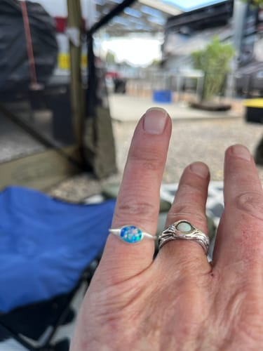 Customer photo review of Silver Oval Ring with Cremation Ashes