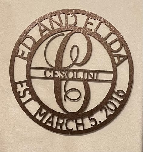 Customer photo review of Elaborate Name - Steel Sign