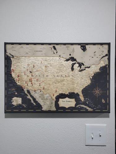 Customer photo review of Pinnable USA Journey Map • Rustic Gold