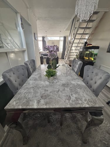 Customer photo review of Vienna Marble Dining Table With Chelsea Ring Knocker Chairs