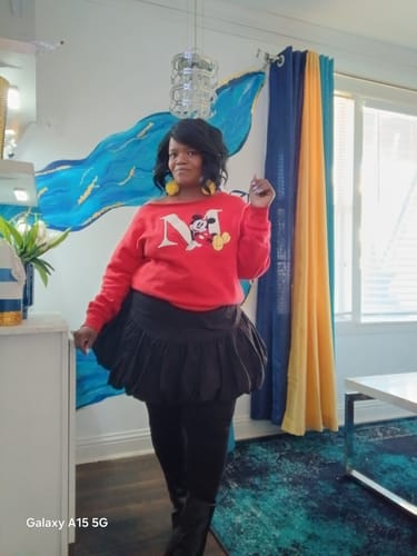 Customer photo review of Elastic Waist Mini A-Line Skirt