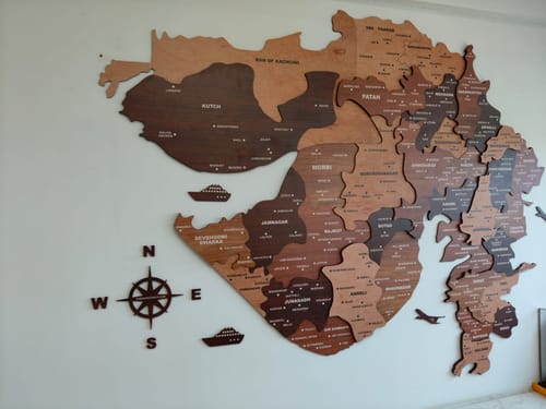 Customer photo review of Wooden Texture Gujarat Map |The Map Stores