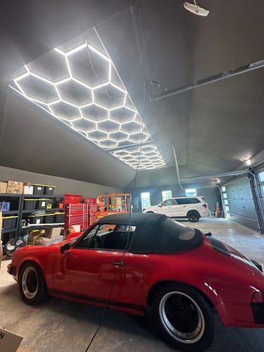 Customer photo review of Hexagon Garage Lights | 2 Grid Bundle