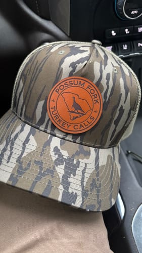 Customer photo review of Camouflaged Custom Leather Patch Hats Bottomland