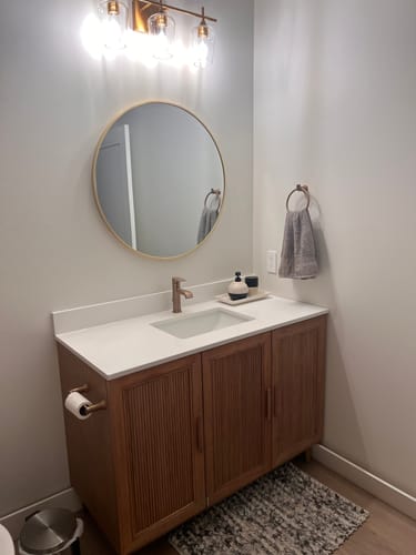 Customer photo review of Sunflower - 48" Antique Oak , Floor Standing Bathroom Vanity, Quartz Countertop