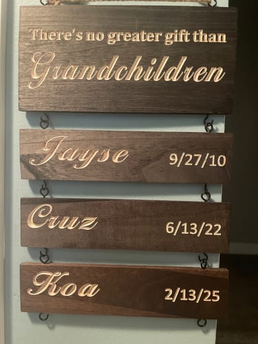 Customer photo review of Custom Name Slat (Engraved) - Add On For Existing Sign