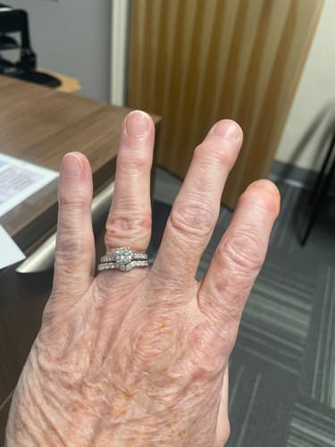Customer photo review of Curved Pave Moissanite Half Eternity Wedding Band Ring In Sterling Silver